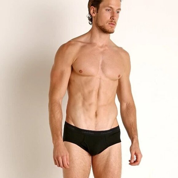 CALVIN KLEIN 4 Hip Briefs Black Cotton Men's Underwear New in the box - Picture 3 of 5